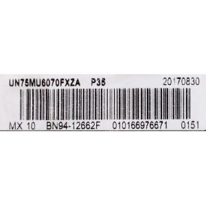 MAIN / SAMSUNG BN94-12662F / BN41-02568B / BN97-12964N / PANEL CY-GM075FGLV2H / MODELOS UN75MU6070FXZA FA02 / UN75MU6070F